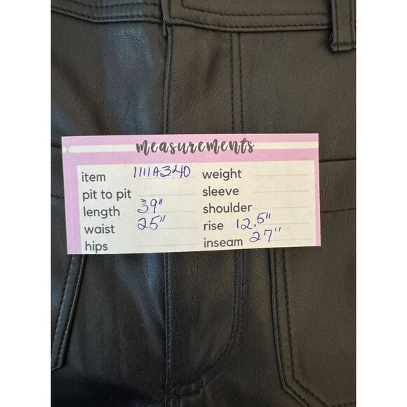 Zara Black Size 0 Faux Leather Wide-Leg Culottes Front & Back Pockets - Picture 12 of 12